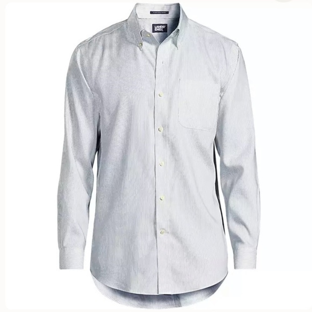 Lands End No Iron Supima Cotton Pinpoint Buttondown Collar Dress Shirt Sz 18-37